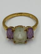 9ct gold ring set with semi precious stones