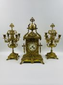 19th century French ormolu clock garniture together with a matching eight day clock