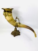 A 19th century French gilt metal mounted horn cornucopia