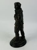 A contemporary resin bronzed figure of an RAF fighter pilot
