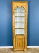 Pine barrel back corner cabinet