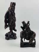 Two Chinese carved hardwood figures