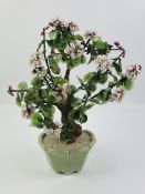 A large Chinese decorative hardstone flowering tree