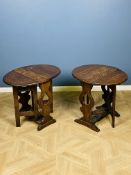 Pair of oak drop leaf coffee tables