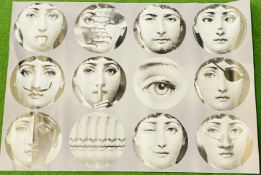 Seven sheets of Fornasetti style wallpaper