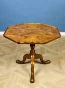 20th century octagonal walnut tilt top table