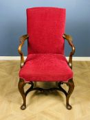 18th century style walnut elbow chair