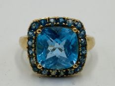 9ct gold QVC ring, set with a blue stone