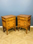 Pair of Italian walnut bedside chests