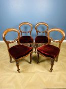 Set of four Victorian mahogany balloon back chairs