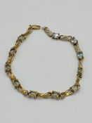9ct gold and aquamarine tennis bracelet