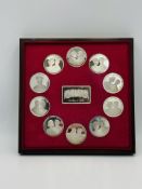 A cased sovereigns of Europe silver coin and plaque set