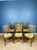 Set of six antique style wavy ladderback chairs
