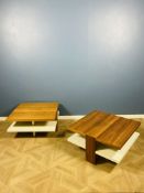 A pair of contemporary melamine and wood effect coffee / end tables
