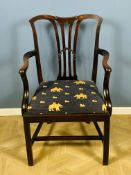 19th century mahogany Georgian style elbow chair.