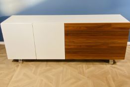 A contemporary melamine and wood effect sideboard