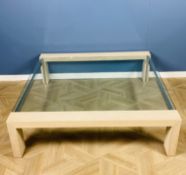 Contemporary limed oak, chrome and glass coffee table