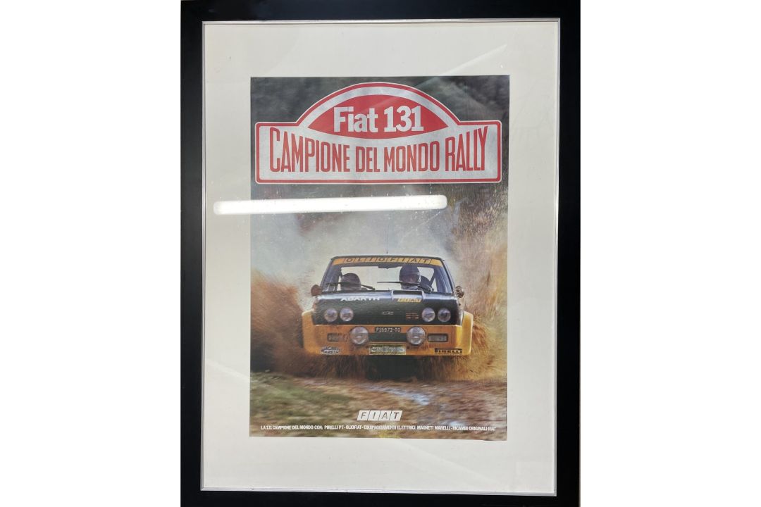 Large Framed and Glazed Fiat 131 Abarth Rally Car Poster - Image 1 of 4