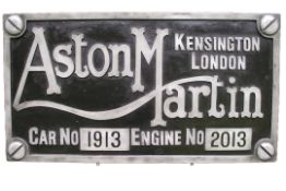 A Large Cold Caste Aluminium 'Aston Martin' Chassis Plate