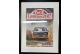 Large Framed and Glazed FIAT 131 Abarth Rally Car Poster