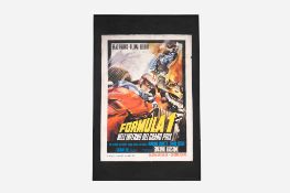 Large Original Promotional Cinema Poster for the Film, Formula 1, on Linen
