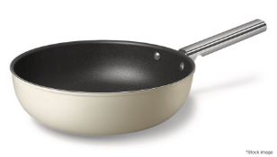 1 x SMEG Matte Wok In Cream (30cm) - Original Price £120.00 - Unused Boxed Stock