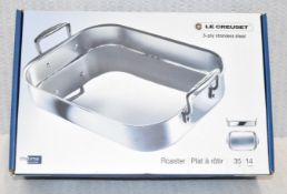 1 x LE CREUSET 3-Ply Stainless Steel 35cm Rectangular Roaster - Ex-display - Original Price £159.00