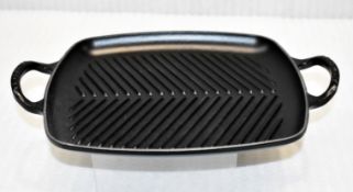 1 x LE CREUSET Signature Cast Iron 30cm Rectangular Shallow Grill in Black - Original Price £145.00
