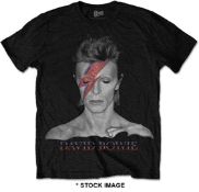 1 x DAVID BOWIE Official Merchandise Aladdin Sane Logo Short Sleeve Men's T-Shirt - Size: Large -