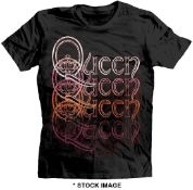 1 x QUEEN Official Merchandise Repeat Logo Short Sleeve Men's T-Shirt - Size: Large - Colour: