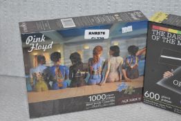 2 x Pink Floyd Dark Jigsaws By Aquarius - 600 Piece Double Sided Jigsaw and 1,000 Piece Jigsaw - New