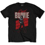 1 x DAVID BOWIE Official Merchandise David Bowie with Red Saxophone Logo Short Sleeve Men's T-