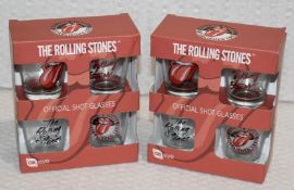 2 x Sets Official Rolling Stones Shot Glass Packs - Each Pack Contains 4 x 1oz Shot Glasses RRP £36