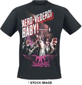 1 x AEROSMITH Aero-Vederci Baby Tour 2017 Logo Short Sleeve Men's T-shirt by Gildan - Size: