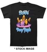 1 x DEEP PURPLE Burn Logo Short Sleeve Men's T-Shirt by Gildan - Size: Medium - Colour: Black -