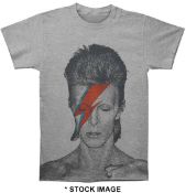 1 x DAVID BOWIE Official Merchandise Aladdin Sane Logo Short Sleeve Men's T-Shirt - Size: Small -