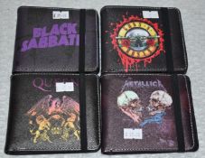 4 x Bifold Wallets With Elastic Closure - Size: 11 x 10 cm - Various Bands as Pictured - RRP £100