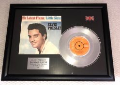1 x Framed ELVIS PRESLEY Silver 7 Inch Vinyl Record - MARIES THE NAME OF HIS LATEST FLAME