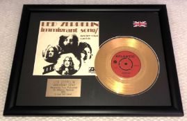1 x 24 Carat Gold Coated 7 Inch Vinyl Record - LED ZEPPELIN IMMIGRANT SONG - Mounted and Presented