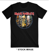 1 x IRON MAIDEN Eddie Evolution Band Logo Short Sleeve Men's T-Shirt by Fruit of the Loom and Globa