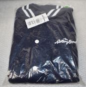 1 x Rolling Stones Varsity Baseball Jacket With Iconic Tongue Logo - Size: MEDIUM - Colour: Navy