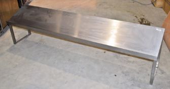 1 x Stainless Steel Sloping Bench Mounted Shelf - Dimensions: H37/50 x W198 x 40 cms