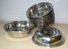 14 x Genware Stainless Steel Plate Covers - Size: 27 Diameter x 6 Deep cms - Ref: DHD190 E/F - CL011