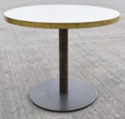 1 x Round Industrial-style Bistro Table with Sturdy Metal Bronzed Base And Marble Effect Top -