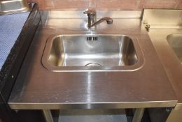 1 x Stainless Steel Sink Unit Featuring a Single Wash Bowl, Mixer Tap and Undershelf -- Ref: GV -