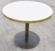 1 x Round Industrial-style Bistro Table with Sturdy Metal Bronzed Base, Brass Banding And Marble