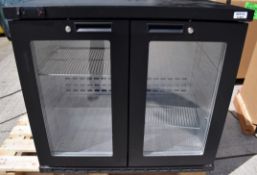 1 x Osborne 220E Two Door Backbar Bottle Cooler - Black Finish - Dimensions: H80 x W90 x D53 cms - C