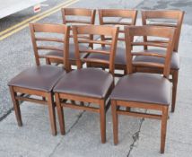 6 x Restaurant Ladder Back Chairs With Faux Leather Seats