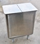 1 x Stainless Steel Mobile Flour Ingredient Storage Bin with Castors and Lid - RRP £600