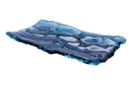 6 x Pordamsa Craft Glass Dinner Trays in Blue - Handcrafted Unique Dinnerware - RRP £240 - 28 x 15